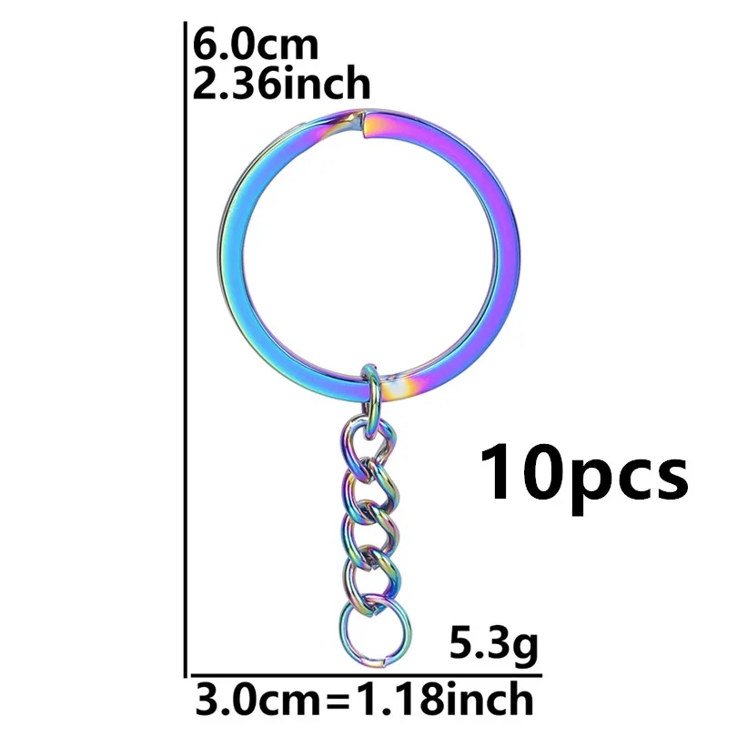 5pcs Stainless Steel Key Chain Accessories for DIY Projects