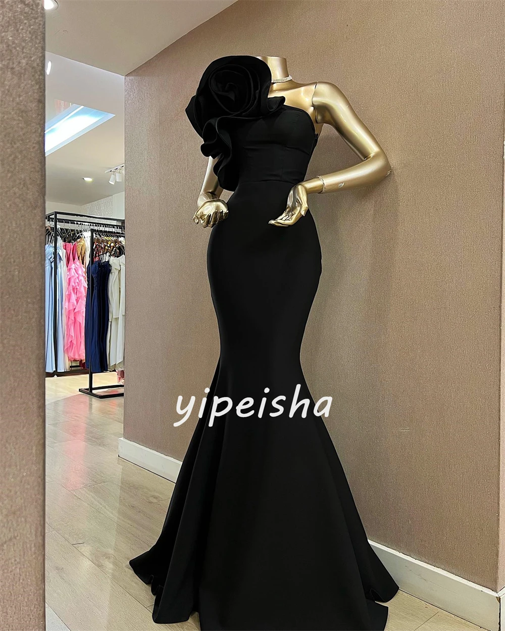 High Quality Sparkle Exquisite Jersey Draped Pleat Ruched Evening Mermaid One-shoulder Bespoke Occasion Gown Long Dresses