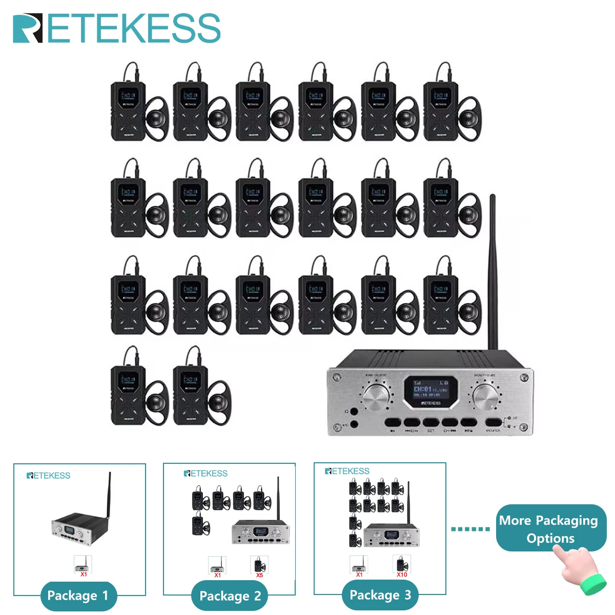 RETEKESS TT119 FM Tour Guide System Broadcast Transmitter Receiver Translation System For Interpretation Conference Visit Museum