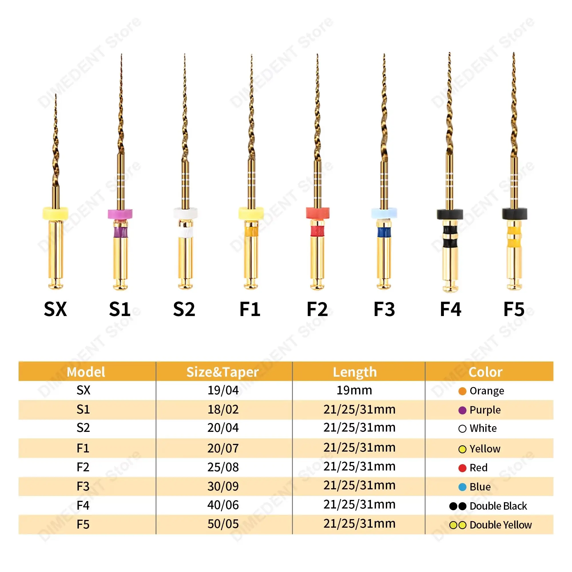 6Pcs/Box Dental Endo Rotary Files 19/21/25/31mm Niti Root Canal File SX-F3 F4 F5 Heat Activation Endodontic File Dentist Tool