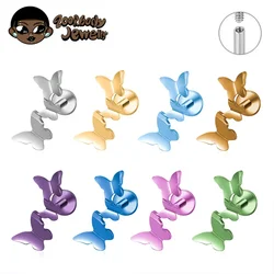 G23 Titanium Anodized Tri-fold Butterfly Lab Piercing Ear Helix Tragus Flat Inner Thread Labret Ins Earring Nose Body Piercing