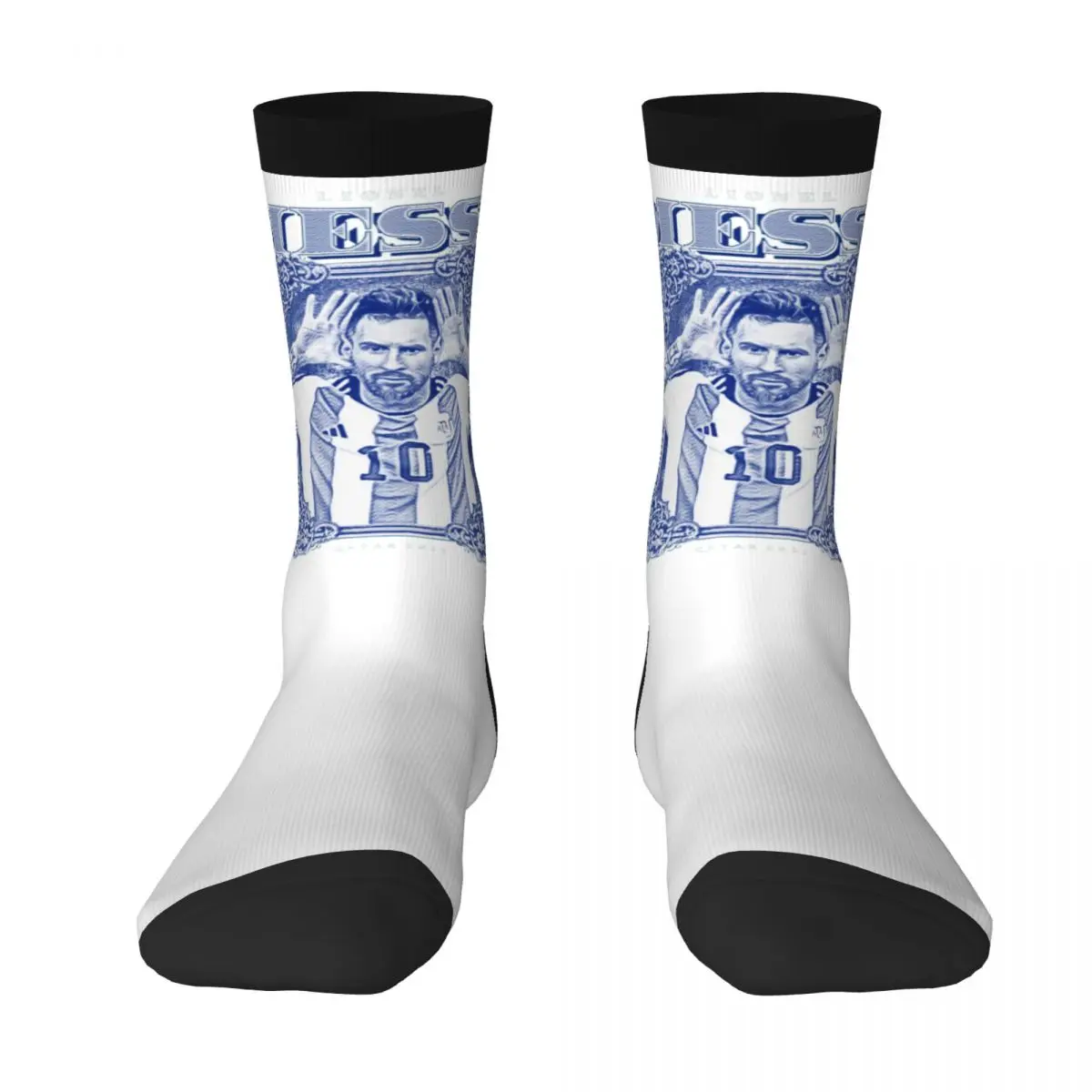 Argentina Lioneler And Messi (29) Color contrast socks Knapsack Elastic Socks Humor Graphic premium Football Gift Stocking