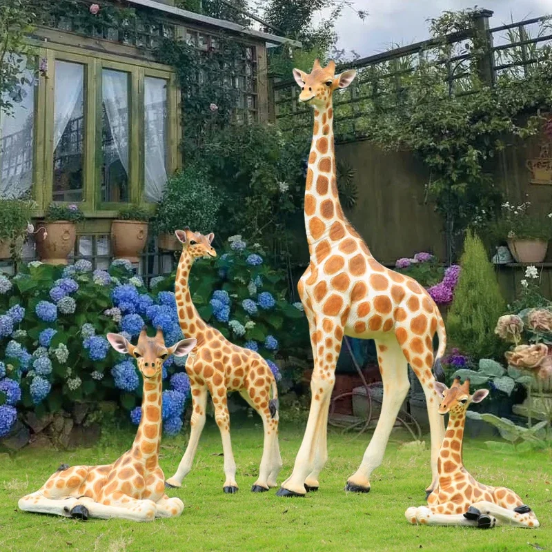 Simulation giraffe ornament large floor outdoor animal flower garden landscape garden decoration