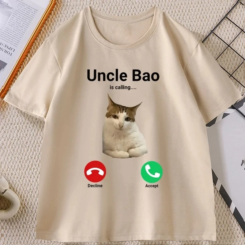 

Meme Cat Is Calling Print T Shirt Short Sleeve Cute Animal Graphic Tee Men Women Fun Cat Lover Gifts Tops Humor Male Tshirts