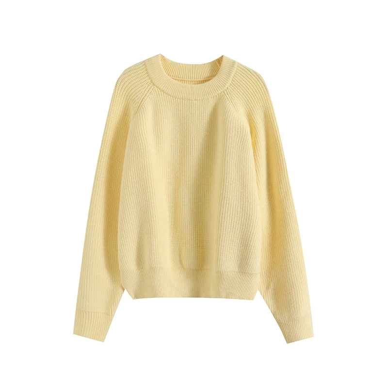 เสื้อสเวตเตอร์ถักไหมพรมผู้หญิงสไตล์นอร์ดิก คอกลม แขนยาว ผ้าผสมขนสัตว์ อุ่นสบาย แฟชั่นฤดูหนาวใหม่ สไตล์อบอุ่น