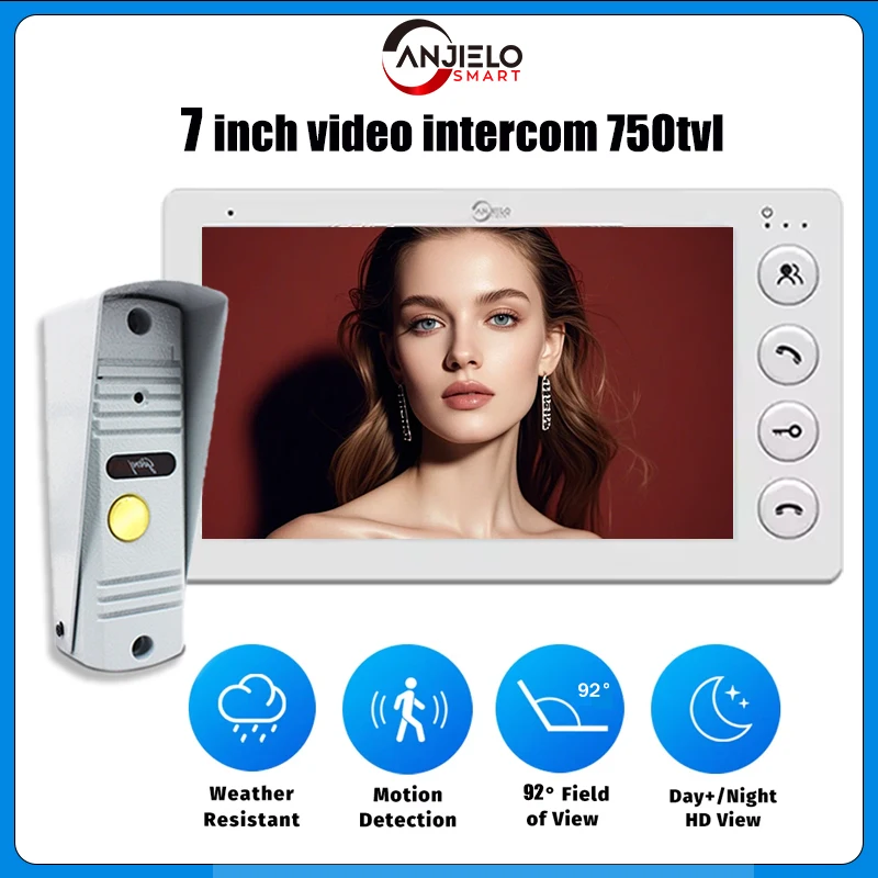

7-inch Video Intercom System Outdoor Metal Doorbell, Waterproof and Cold-resistant Home Night Vision Unlocking Doorbell