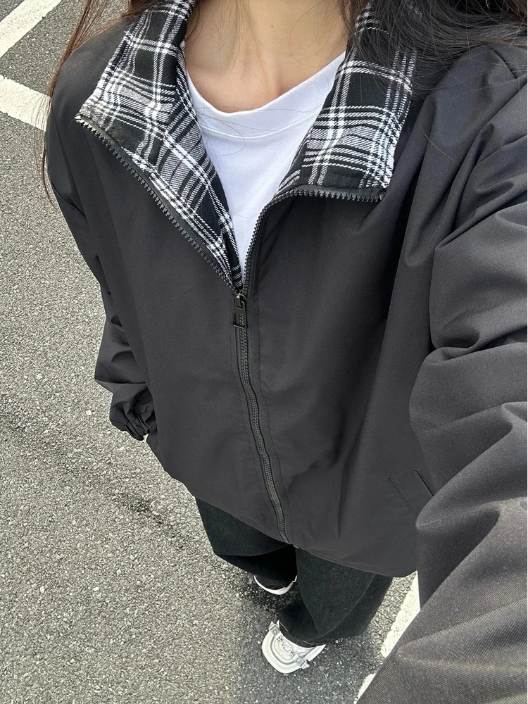 

Fitche Plaid Splicing ort Jaet Мужская модная брендовая конструкция Ветрозащитный воротник-стойка Бейсбольная экипировка Осенний сезон Полиэстер...