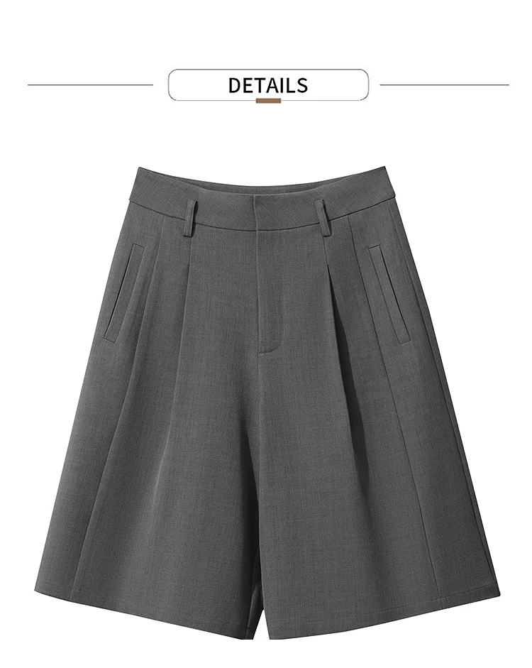 Amii Shorts for Women Simple Solid Versatile Casual Midi Wide Leg Pants 2025 Summer New Bottoms Office Lady Clothes 12553049