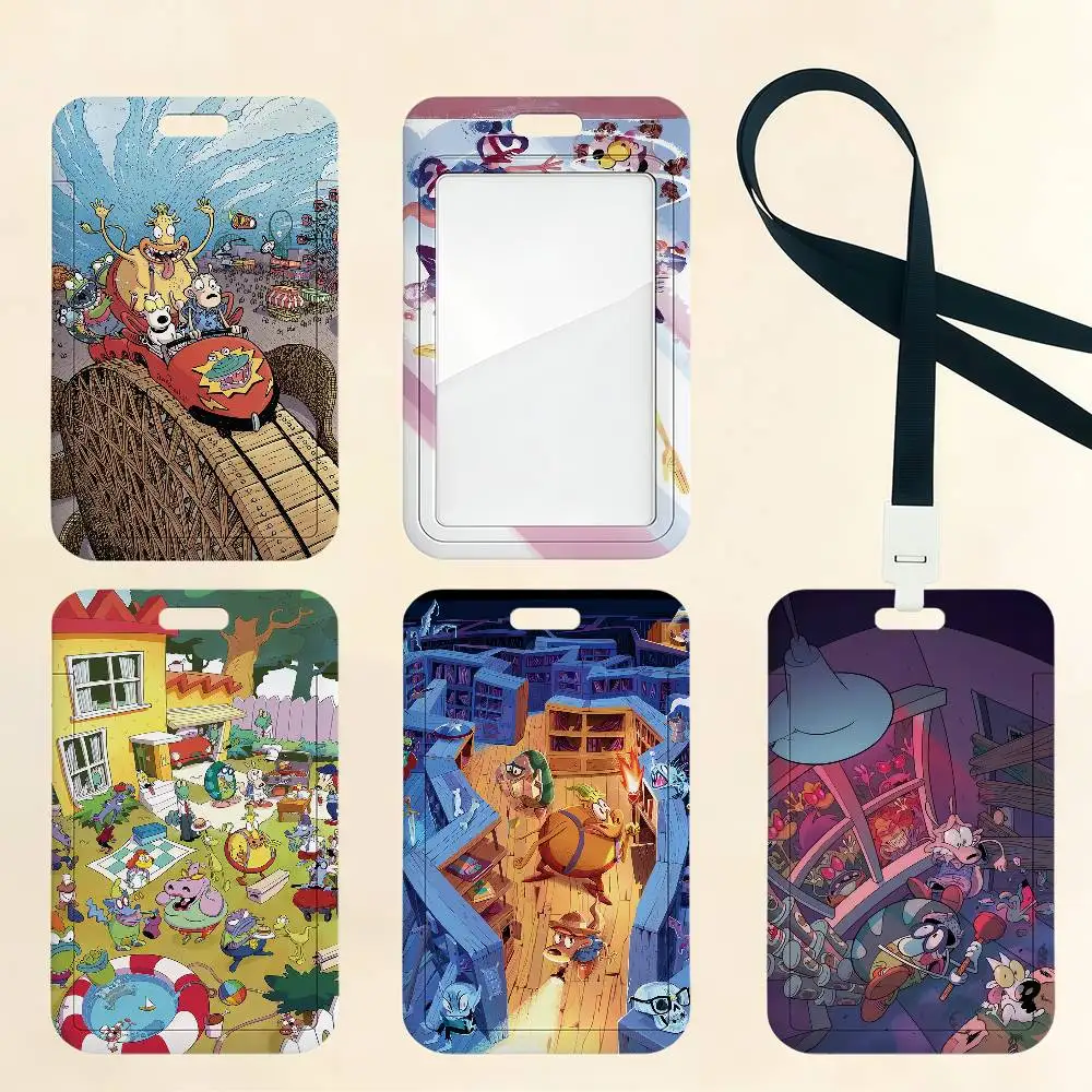 

Держатель для карт с изображением персонажа мультфильма Рокко: современная жизнь, для проездных, рабочих пропусков, студенческих билетов, с ремешком на шею, держатель для бейджей