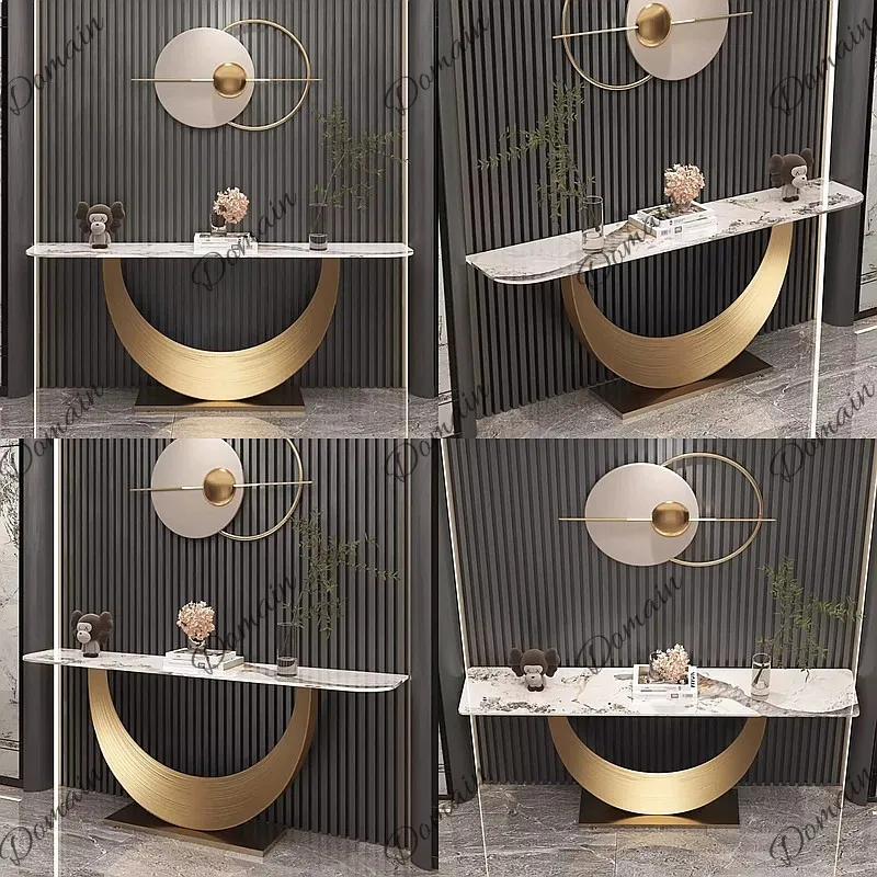 Italian Luxury Slate Creative Console Table Modern Simple Entryway Hallway Stainless Steel Legs Sofa Table