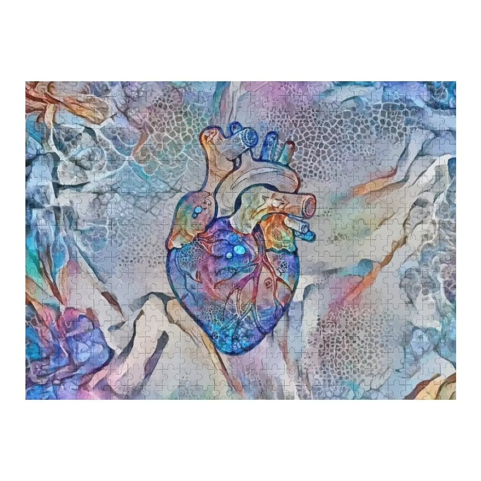 

Иллюстрация человеческого сердца, мозаика, разноцветное морское дно, анатомическое искусство, головоломка, деревянное имя, головоломка на заказ