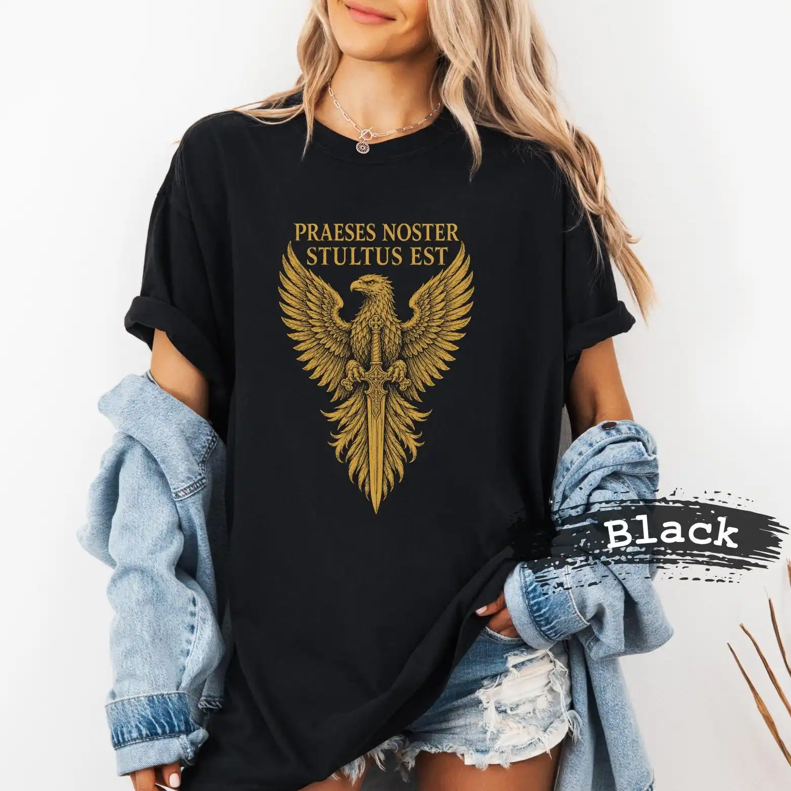 Praeses Noster Stultus Est Shirt, Latin Subtle Roman Eagle Democrat Gift