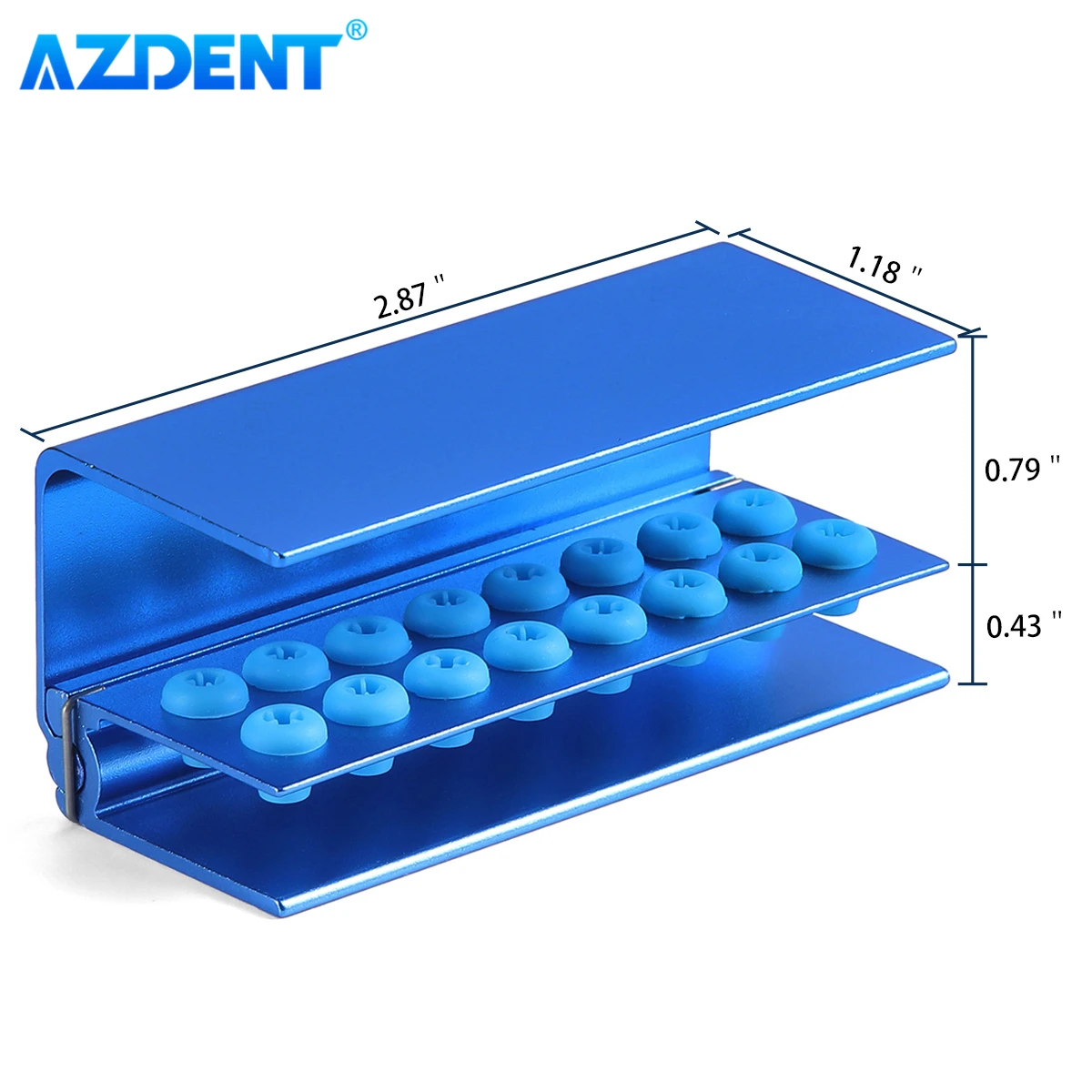 AZDENT Dental Bur Box Burs Holder 10/16 Holes With Silicon For FG RA Bur Dentistry Tools