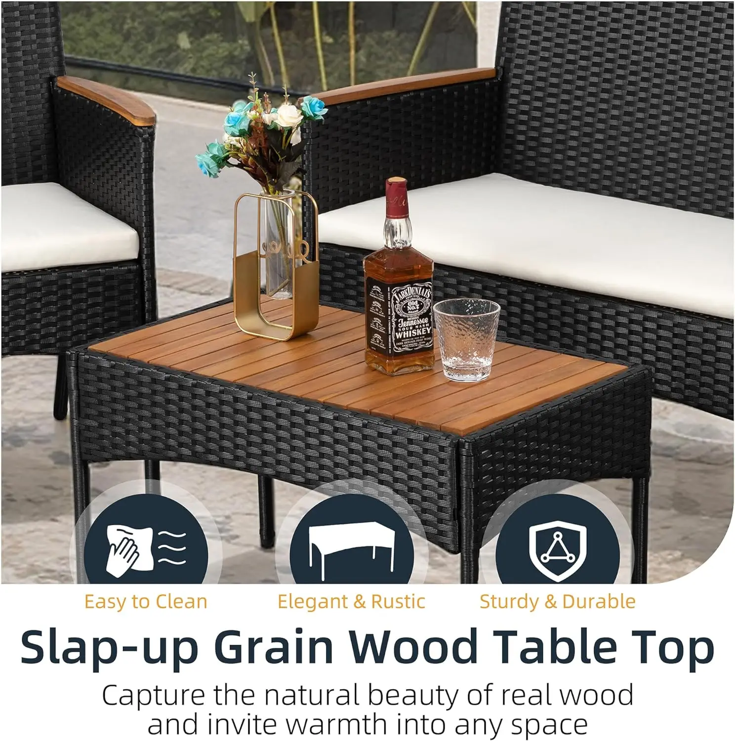 Multi Pieces Outdoor Patio Furniture Sets Conversation Sets Rattan Chair Wicker Set,Table, Backyard Porch Garden Poolside