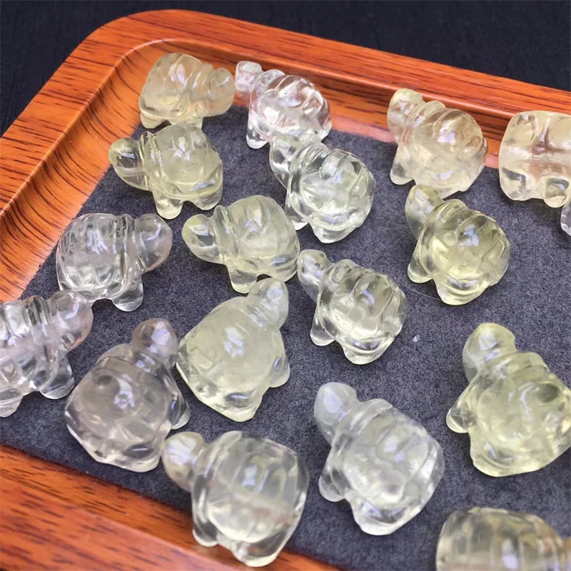 5PCS Natural Lemon Citrine Tortoise Carving Fashion Shape Pendant For Making DIY Home Decoration Gifts