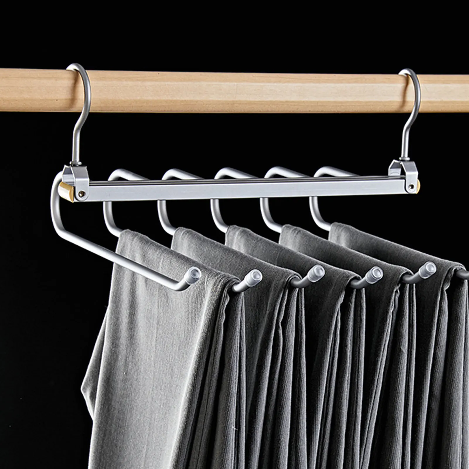 Over the Door Double Hangers Space Saving Foldable Pants Hanger for Clothes Storage Management