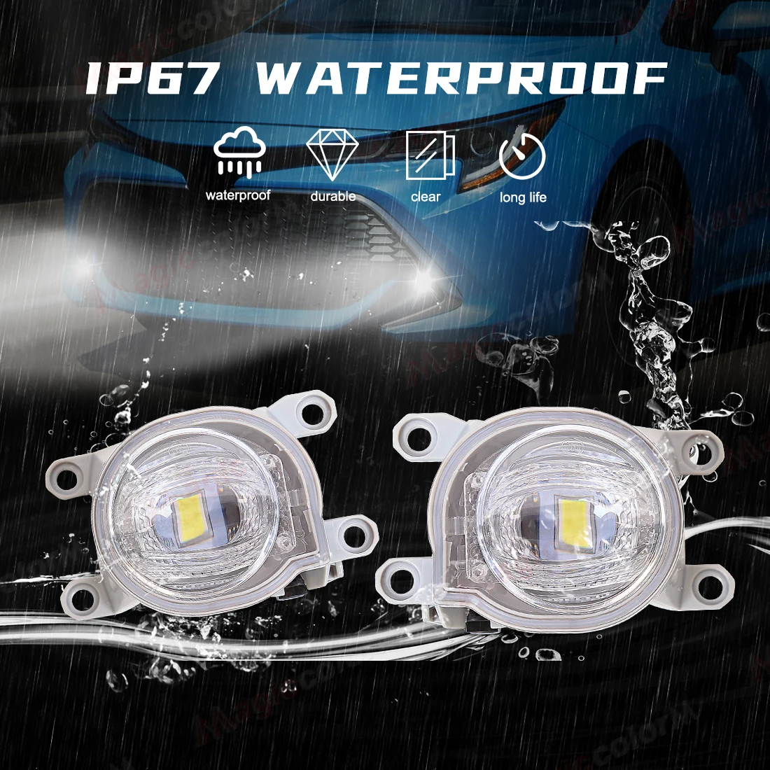 Car Fog Lamp Assembly For Toyota CHR Levin Corolla L XLE Hatchback Yaris Fortuner Hilux Revo 2019 2020 2021 2022 Headlight White view 6
