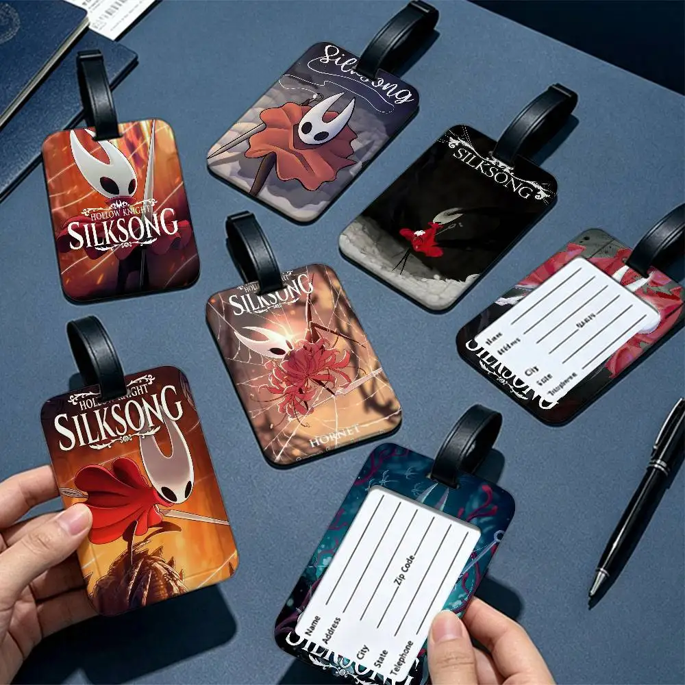 Popular Hot Hollow Knight Silksong-Cool PVC Baggage Identification Tag Anti lost Information Card Holder Travel Suitcase Tag