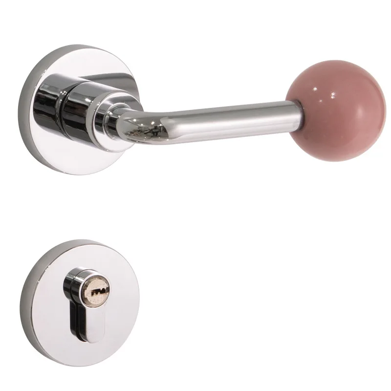 

Ceramic ball bedroom door lock Modern simple magnetic silent door lock Interior wooden door handle