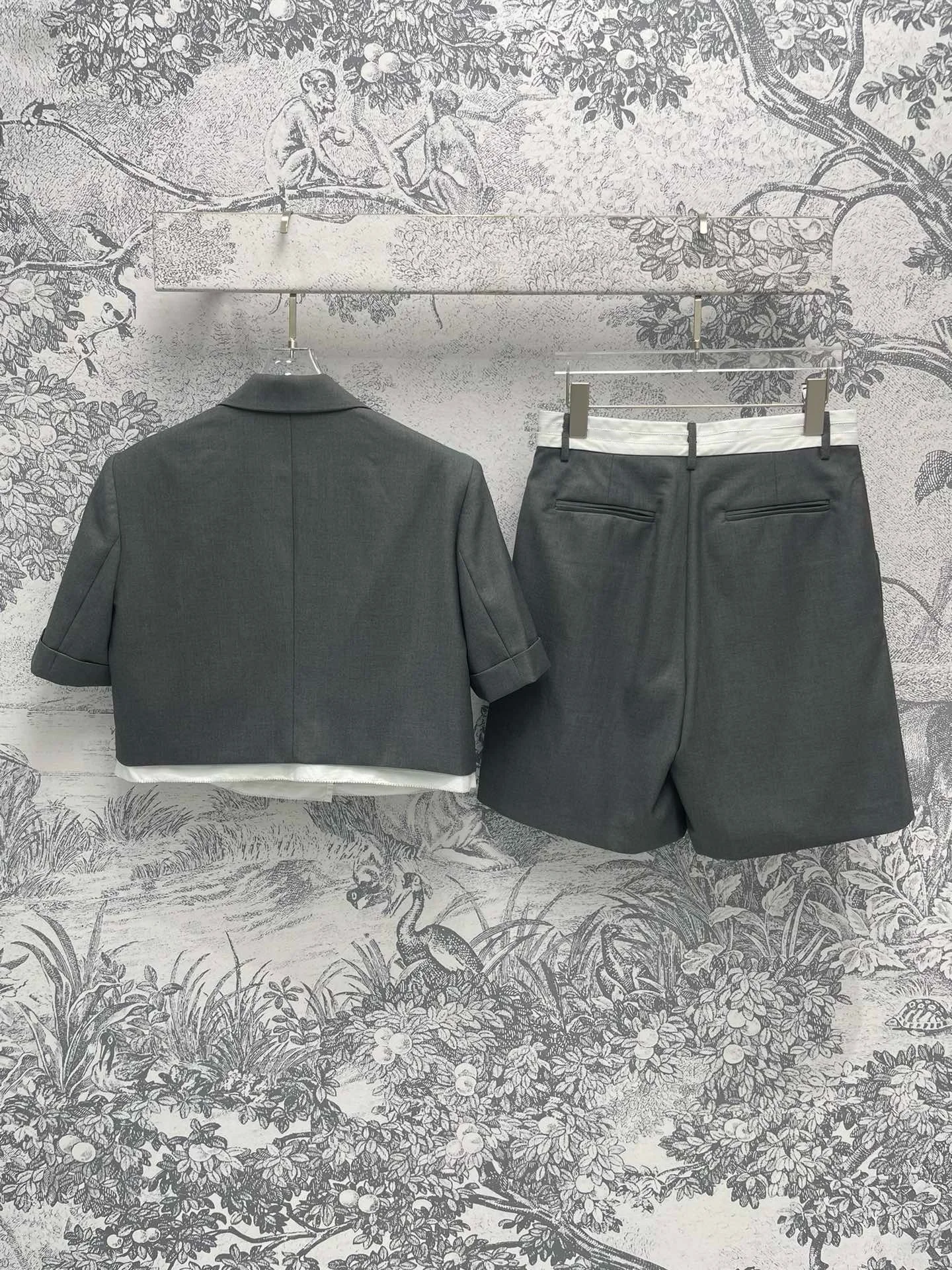 Shorts e shorts de manga curta para senhora, shorts de cintura carta, terno de escritório, nova moda, primavera e verão, 2024