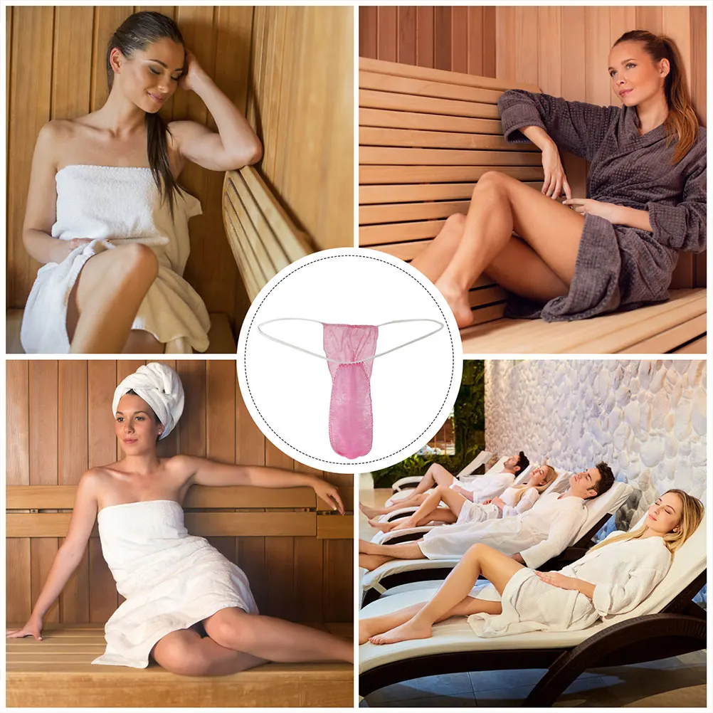 

40pcs Disposable Thong Non-woven Underwear Breathable Panties Women Sauna Spa Travel Disposable Thongs Spray Tanning