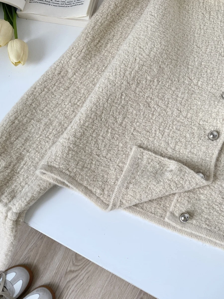 V-Neck Single Button Bell Sleeve Knitted Sweater Women's Autumn Winter Slimming Top Fashionable Commute Style Long Sleeve view 5