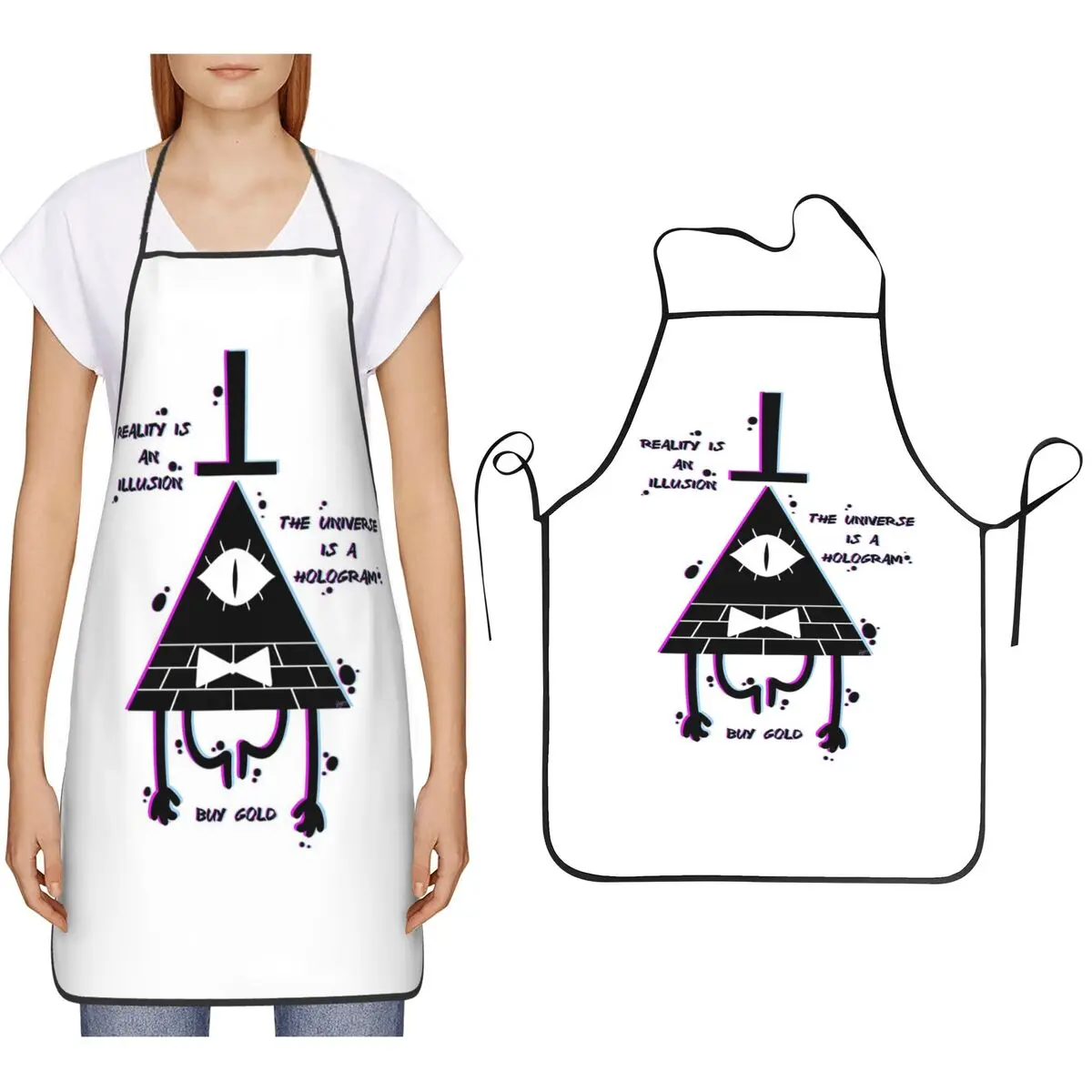 Illusion Apron Chef Cooking Baking Tablier Bib Kitchen Cleaning Pinafore for Women Men Painting