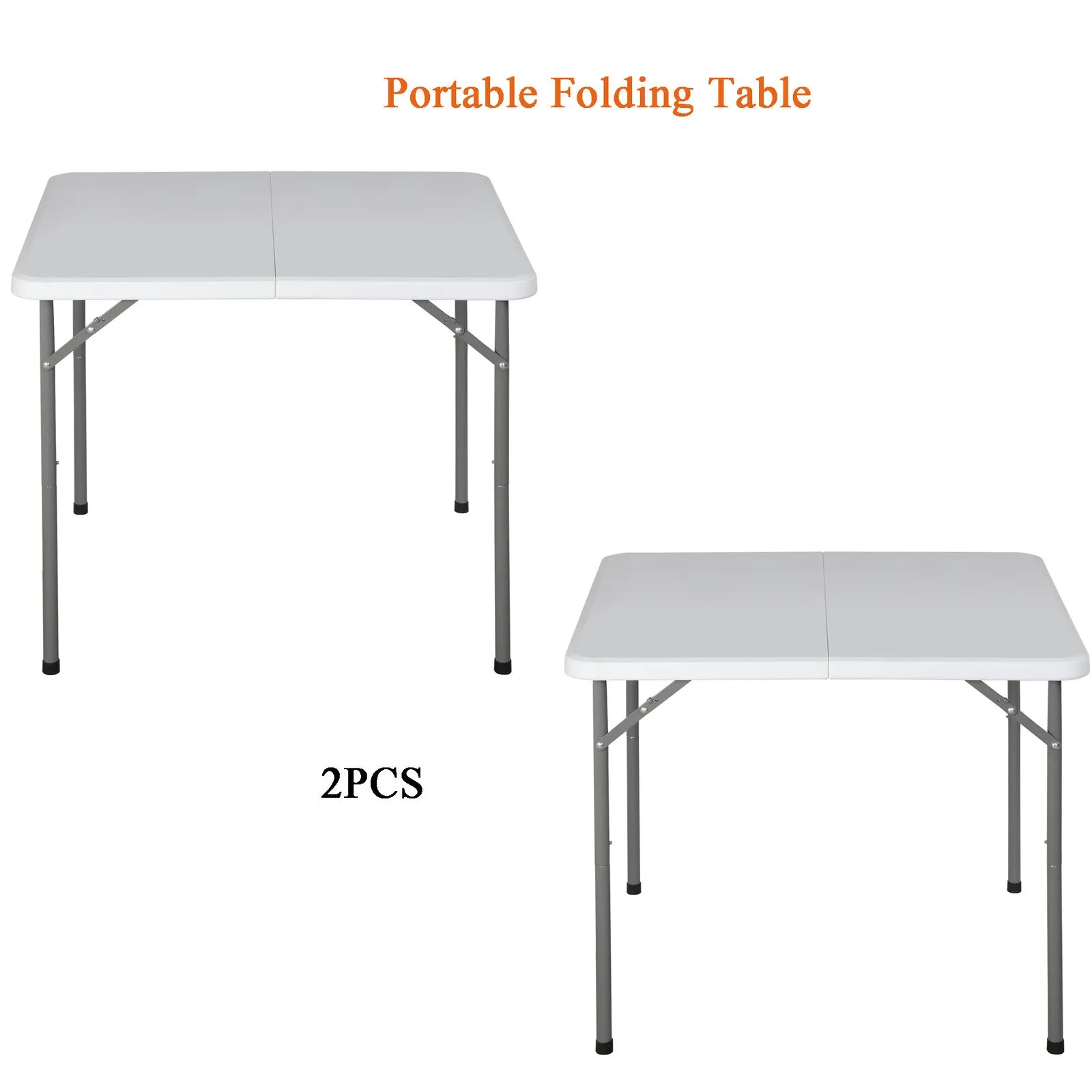 

US 2PCS 3FT Square Folding Card Table In/Outdoor Plastic Table with Carrying Handle