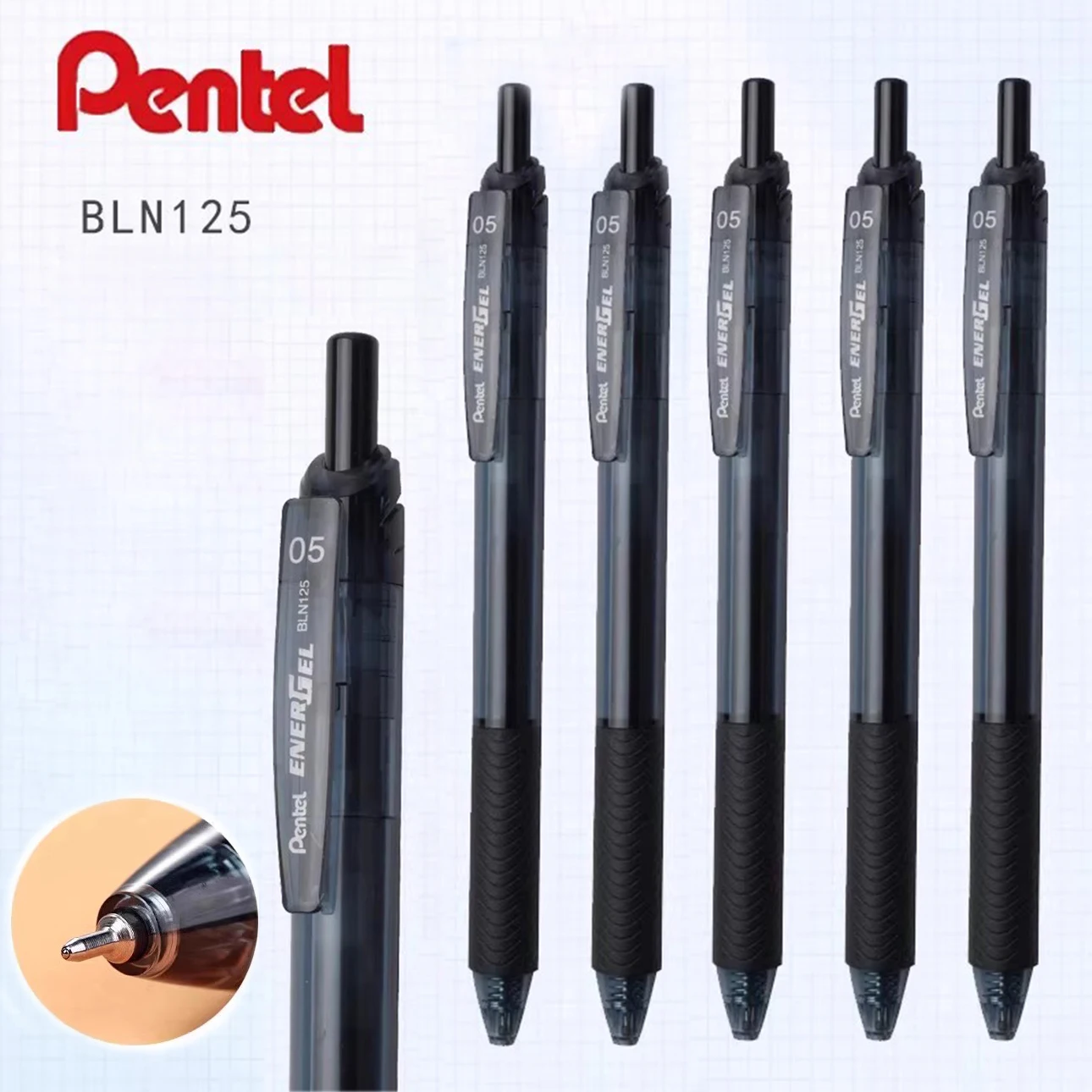 

Japan Pentel Gel Pens Set EnerGel-S Series Black Samurai Quick Drying BLN125 Ultra Black 0.5mm School Office Stationery
