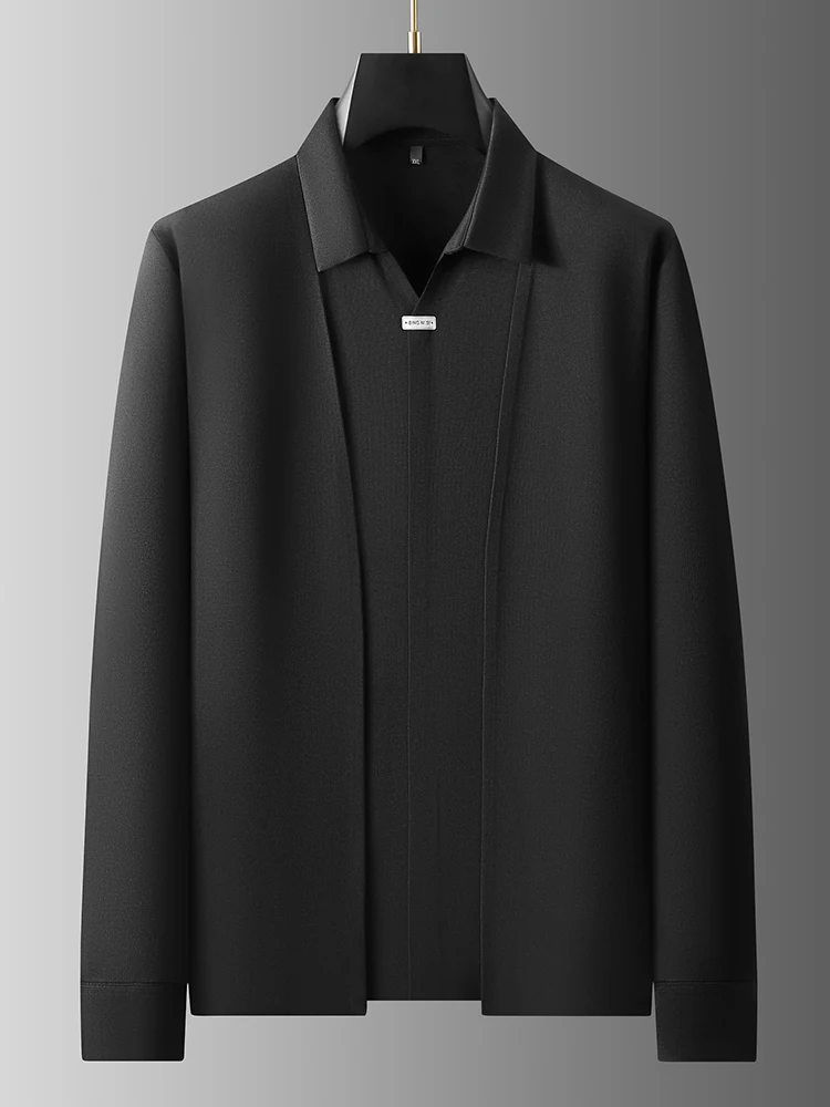 

Busin Casual Loose Fit Long Sve T-irt Men's plus Size Faionable plus Size Body Casual Sle Polyester Blend T-irt