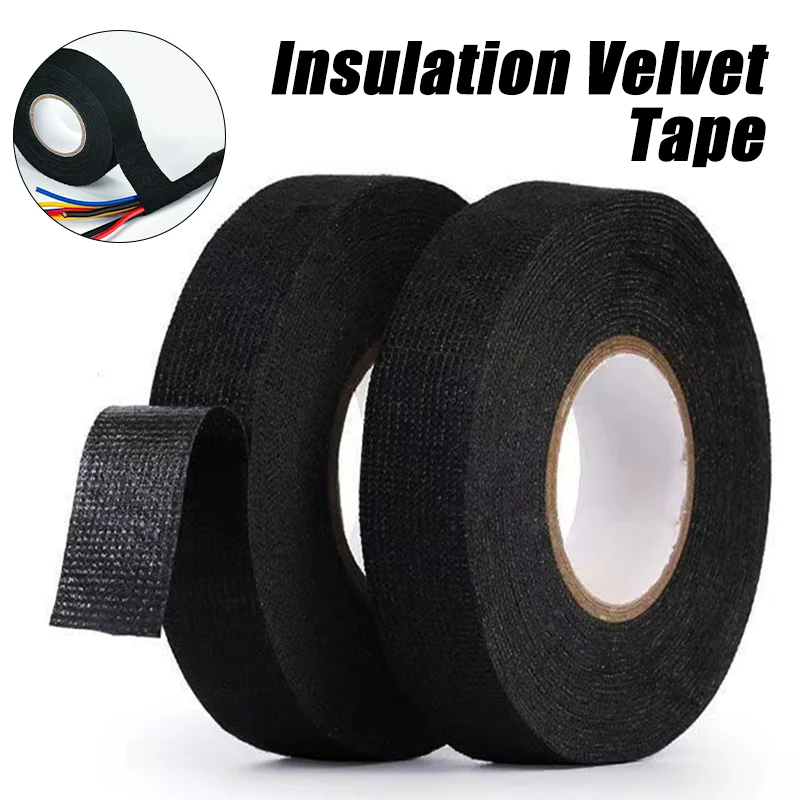 

9/15/19/25mm Heat-resistant Adhesive Cloth Fabric Tape Harness Wiring Loom Electrical Heat Tape For Automotive Cable Tape