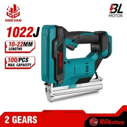 ONEVAN Electric Nail Gun 1022J Nailer Stapler Framing Nailer Cordless Tacker Gun Woodworking Power Tool For 21V 18V Battery