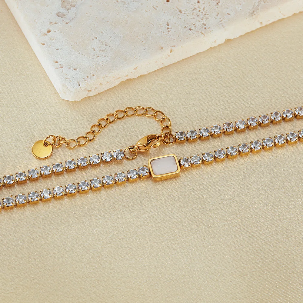 Quadratische Geometrie-Halsketten aus Edelstahl für Damen, hochwertiger, leichter Luxus-Schlüsselbeinketten-Charm-Schmuck – Detail 7