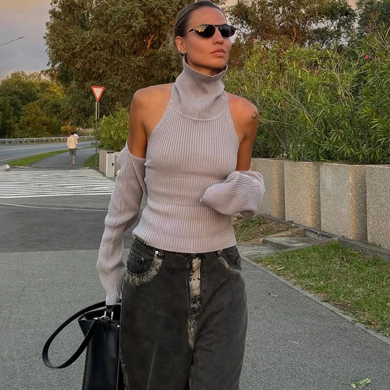 

Tornova 2025 Fall New Hollow Out Sweater Sets Women Long Sleeve Knitwear Shawl Suits Sexy Backless Knit Tank Top 2 Piece Set