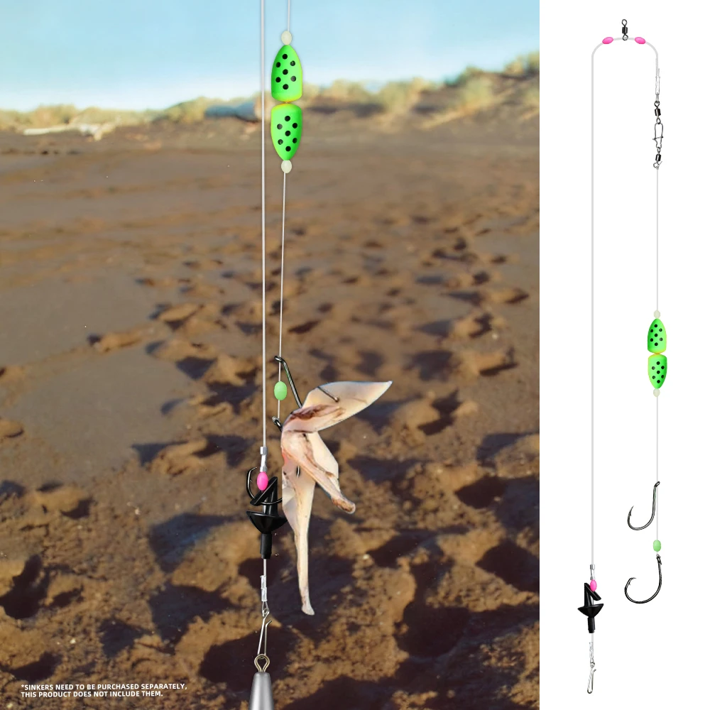 ZYZHE 1/3 Stück Meeresangel-Rigs Pulley-Rigs mit Doppel-Schwimmer zum Weitwurf, Surf-Angelköder-Rigs, Angelvorfach – Detail 10