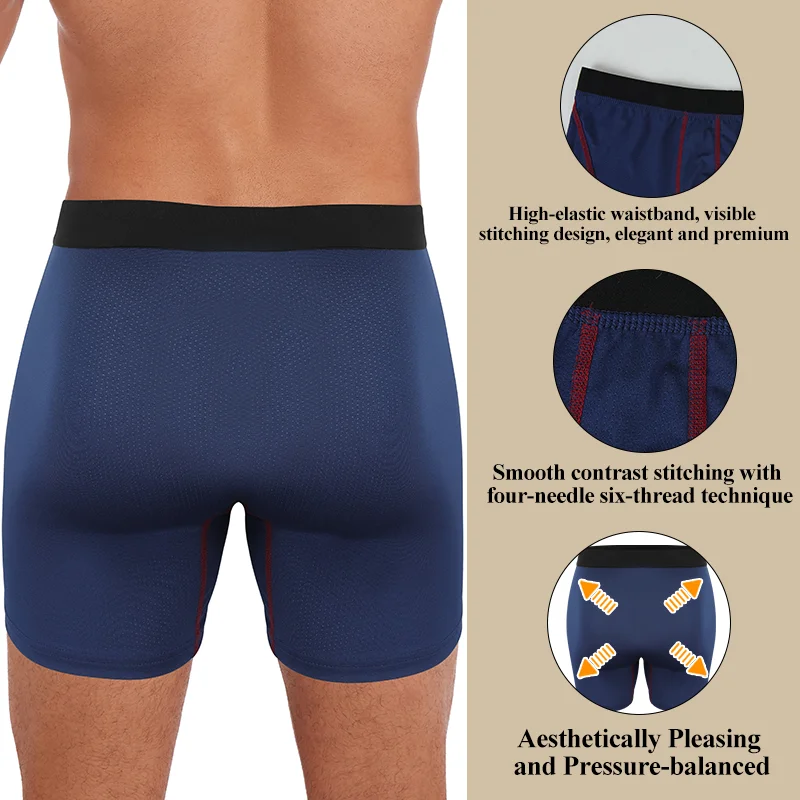 3PCS Men Compression Underwear Breathable Print Boxer Quick Dry Underpants High Stretch Soft Brief Mixed Color Short Pants