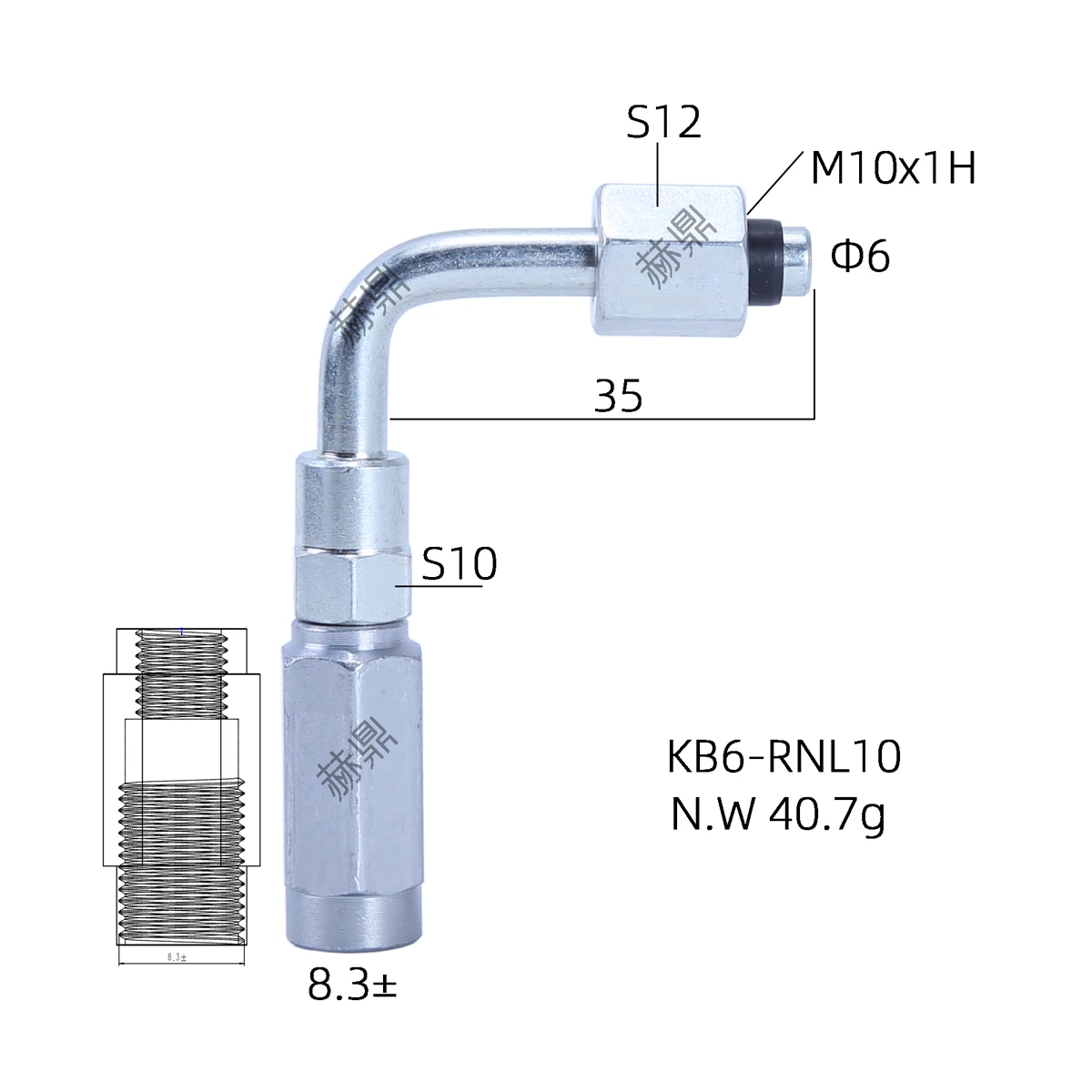Grease oil pipe connection oil distributor connector KA6 KB6 M10 M12