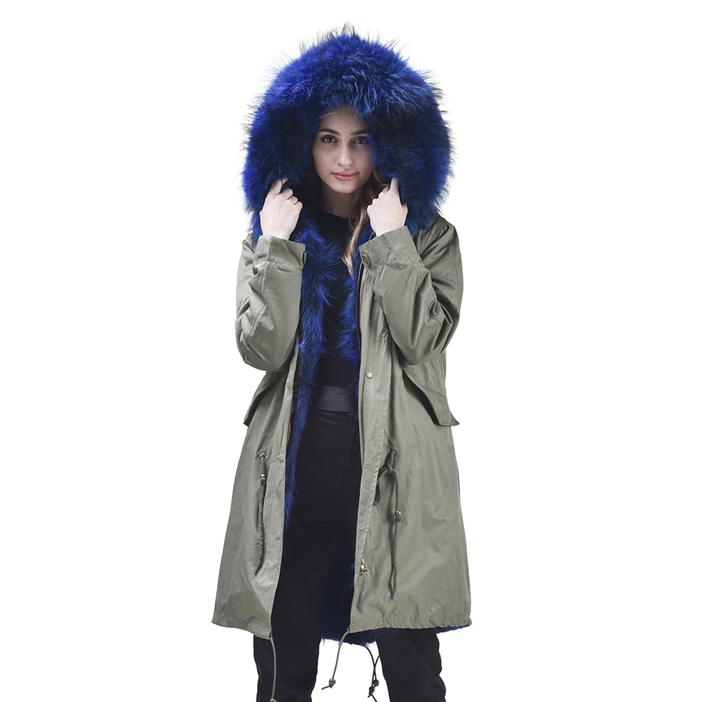 

JANEFUR Jacket for Women 2023 Long Parkas with Real Raccoon Fur Collar Fashion Thick Warm Faux Fur Lined Winter Female Overcoat