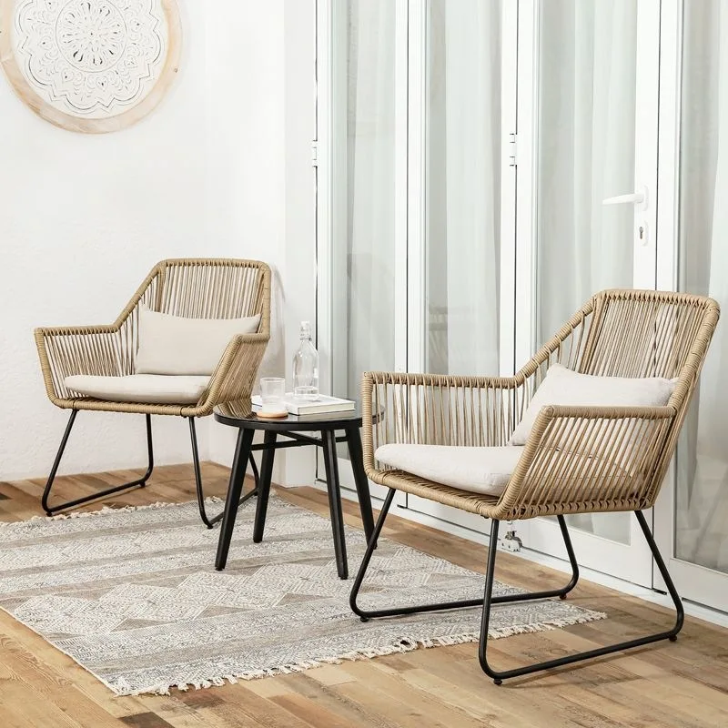Table and chair combination courtyard rattan chair outdoor outdoor hotel leisure balcony rattan chair three-piece set