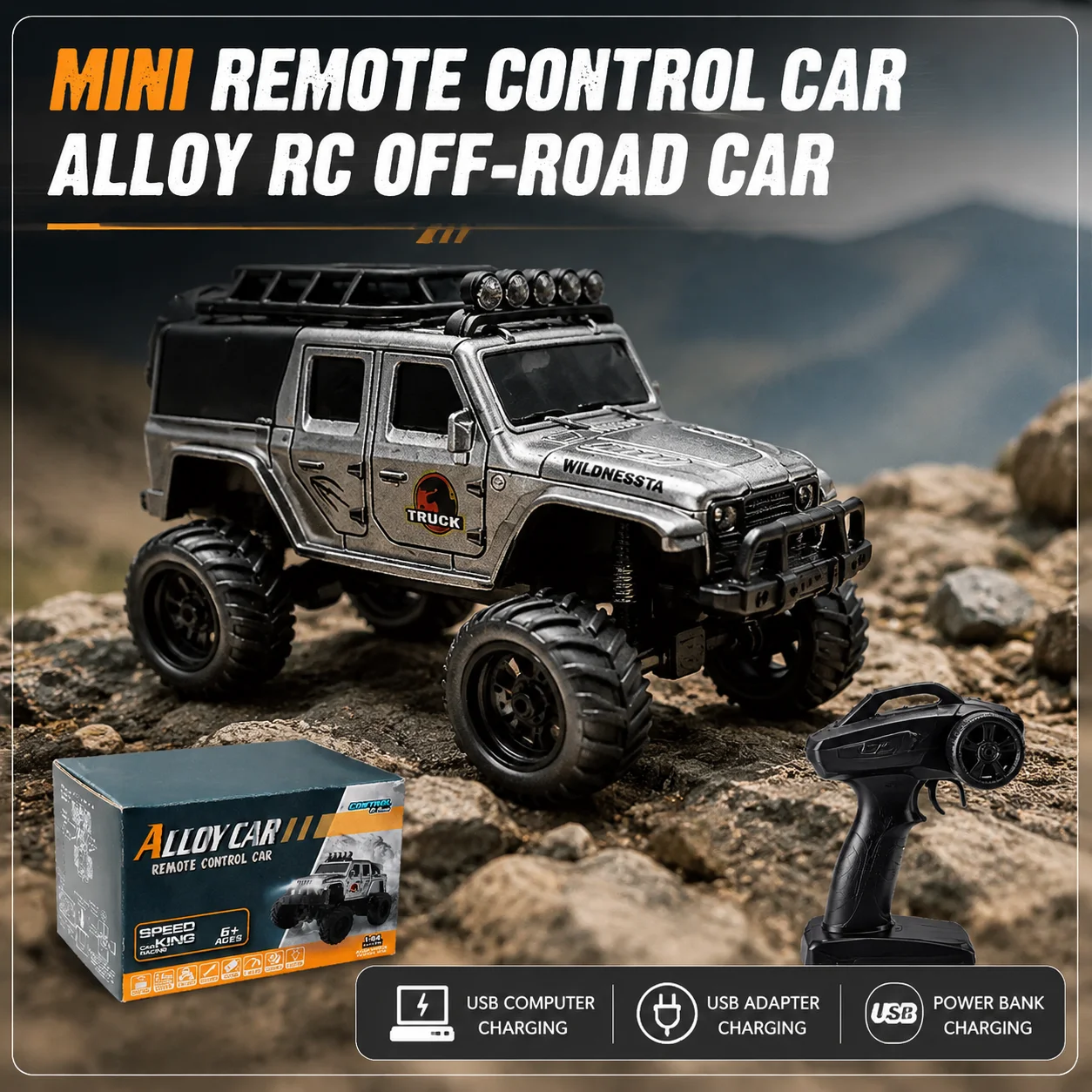 Mini Alloy Rc Off Road Climbing Remote Control Truck Mini Size All Terrain Strong Power For Desktop Indoor Outdoor Racing