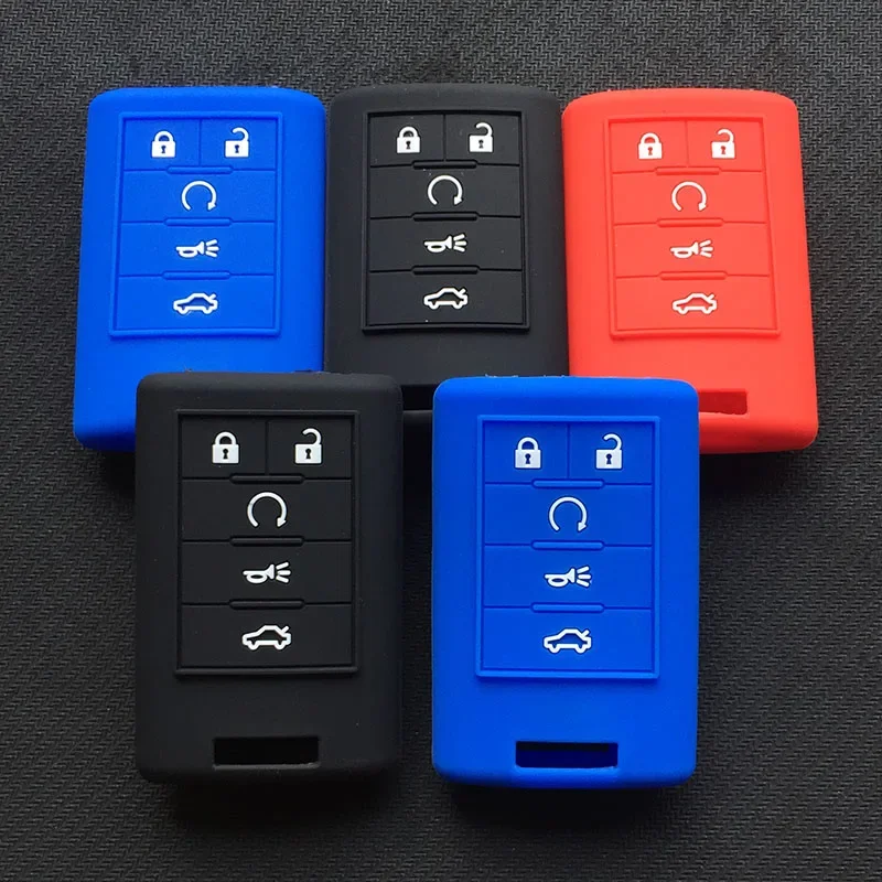 Silicone Car Key Cover Case shell For Cadillac CTS XTS DTS SRX 2013-2014 ATS Escalade 5button Smart Key accessories