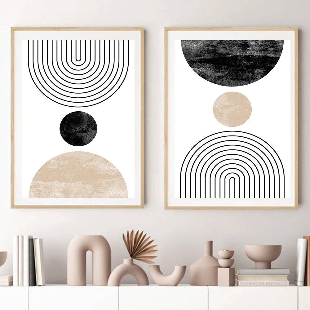 Abstract Geometric Art Print Berlin Arches Poster Black Round Canvas Painting Modern Wall Picture Living Room Home Decor