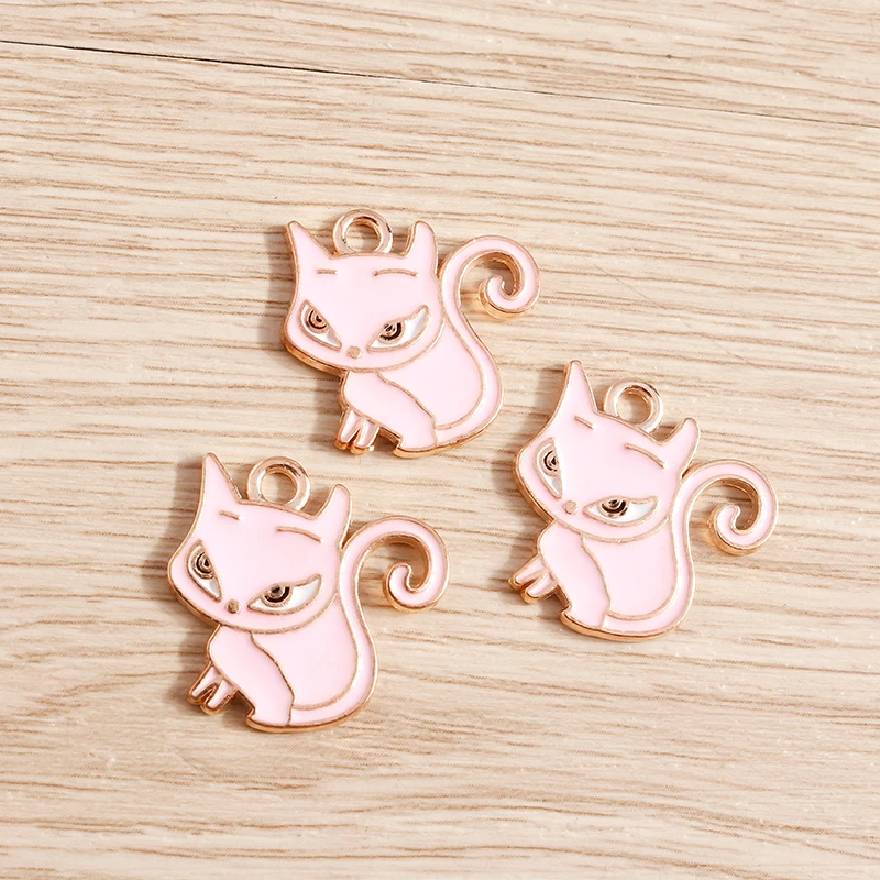 10 Stück 20x20mm Cartoon-Tier-Charms, Emaille-Katzen-Anhänger für Halsketten, Ohrringe, DIY-Handwerk, Schmuckzubehör ﻿ – Detail 3
