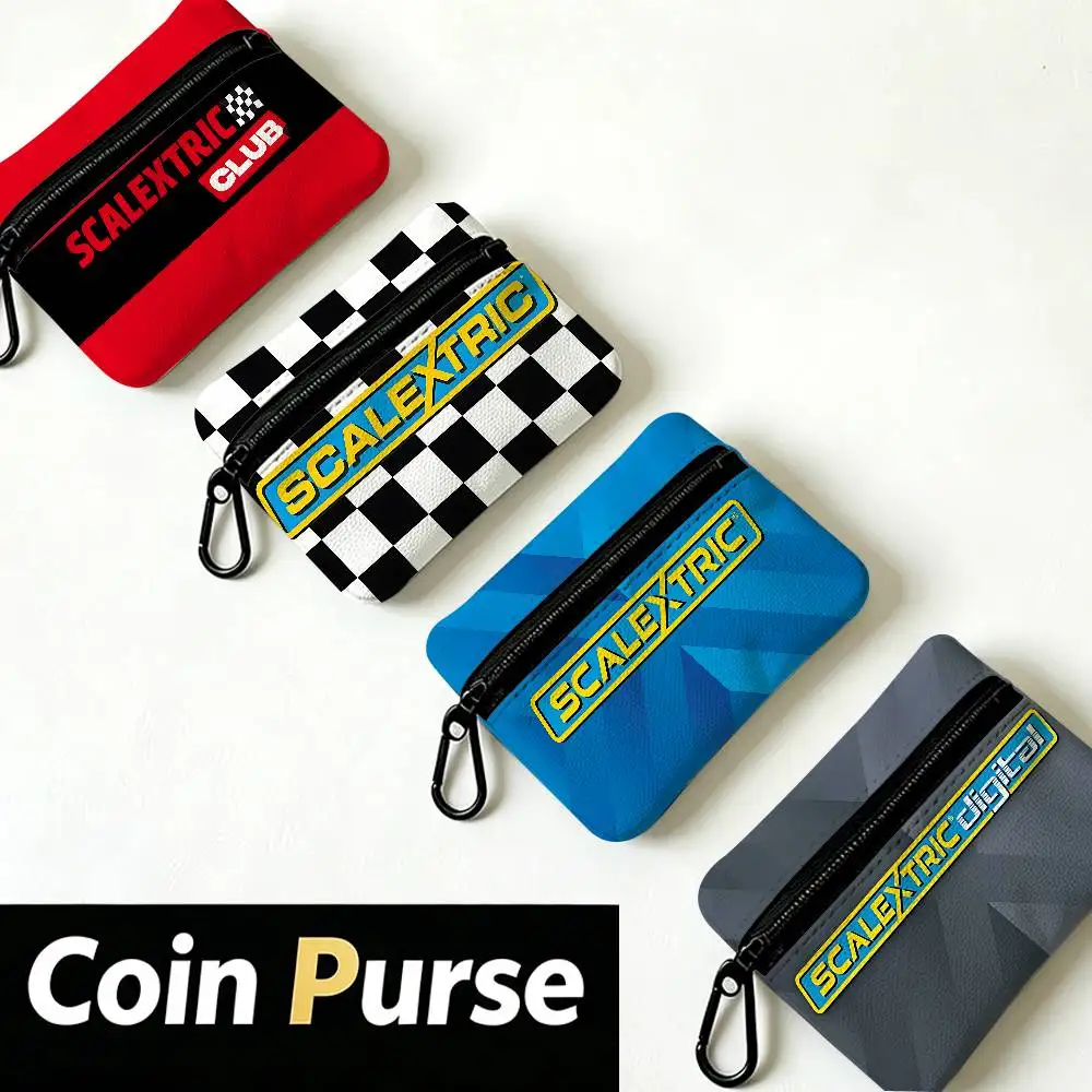 Scalextrics Model White Oxford Cloth Zipper Coin Purse Lightweight Hanging Key Pouch Card Holder For Daily Use