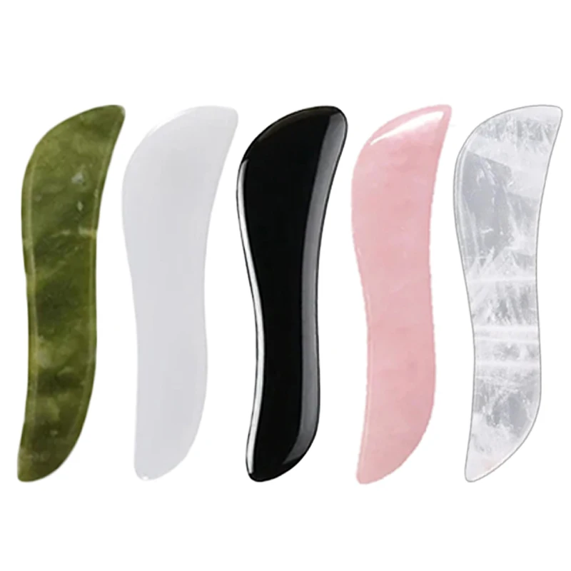 

Natural Jade S-Shape Scraping Board Rose Quartz Obsidian Gua Sha Massager Spa Acupuncture Facial Lifting Skin Care Beauty Tool