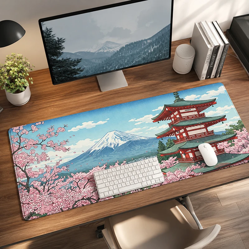Mouse Pad Cherry Blossoms Mount Fuji Gamer XL Home New Mousepad XXL MousePads Office Soft Non-Slip Office Accessories Mouse Mat