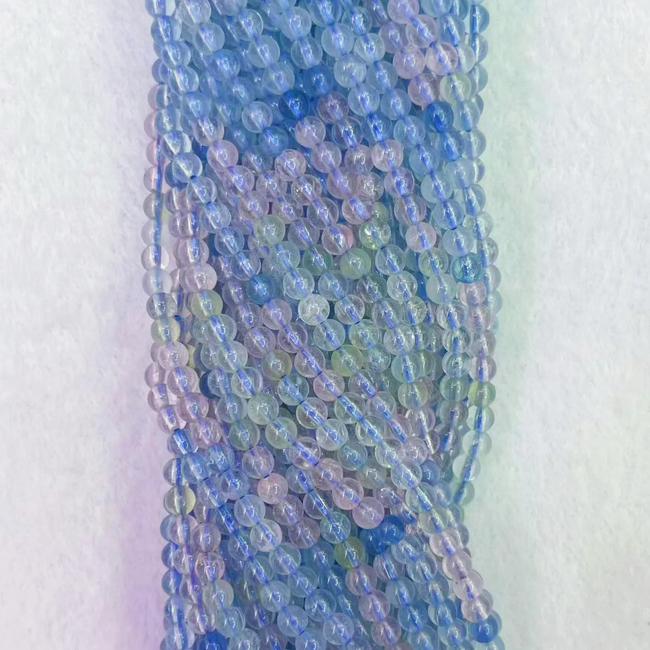 Free Shipping Aquamarine Natural Stone Colorful Blue-pink Aeroides 4MM Beads Gemstone For Jewelry Making DIY Charm Bracelets