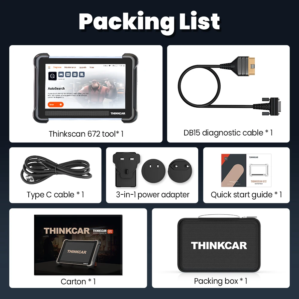 THINKCAR THINKSCAN 672 OBD2 Scanner CAN FD OBD2 Tool Bi-directionele Controle Volledige Systeemdiagnose 28 Resets Levenslang Gratis