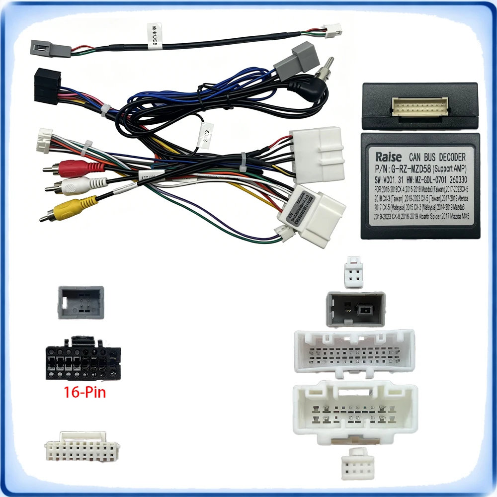 Car Accessories Radio Wiring Harness with CANBUS Decoder Box for Mazda Axela CX-4 Atenza High Trim Models