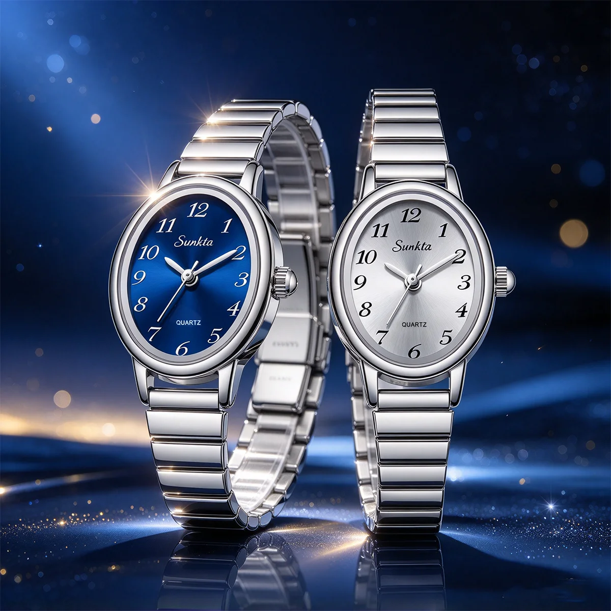SUNKTA Elegant Women's Watches Fashion Simple Women's Watch Trendy Personalized Stretch Steel Band Quartz Watch Christmas Gifts